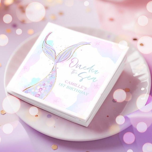 Sjöjungfru 1:a födelsedagen Party ONEder Havets Sj Pappersservett (Skapare uppladdad)