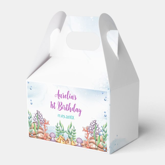 Sjöjungfru 1:a födelsedagen Party Oneder Presentaskar (Framsidan Sidan)