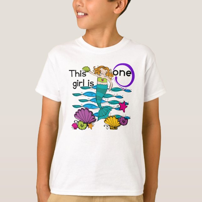 Sjöjungfru 1:a födelsedagskjortor och gåvor t-shirt (Framsida)