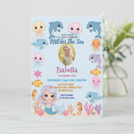 Sjöjungfru 1:a Party fotoender Havsdagen Inbjudningar