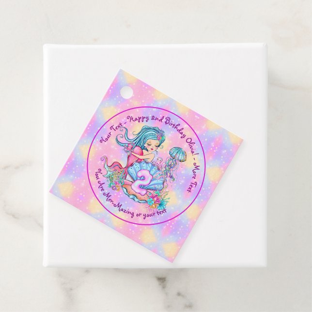 Sjöjungfru 2:a födelsedag Ändra text anpassa Gåvor Etiketter (På plats)