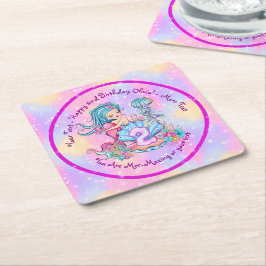 Sjöjungfru 2:a födelsedag Ändra text anpassa Underlägg Papper Kvadrat