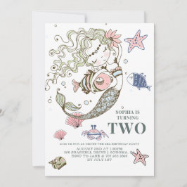 Sjöjungfru 2:a födelsedagsinbjudan inbjudningar