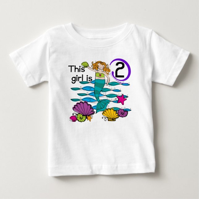 Sjöjungfru 2:a födelsedagskjortor och gåvor tee shirt (Framsida)