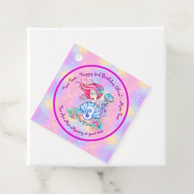 Sjöjungfru 3:e födelsedag Ändra text anpassa Gåvor Etiketter (På plats)