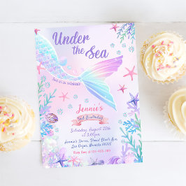 Sjöjungfru 3:e födelsedag under Party Inbjudningar