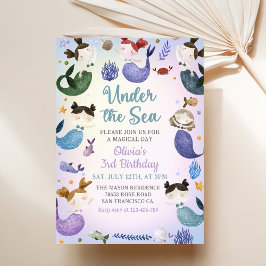 Sjöjungfru 3:e födelsedag under Party Inbjudningar