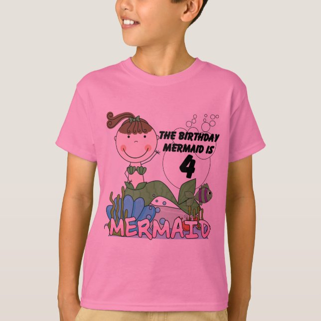 Sjöjungfru 4e födelsedagen T-tröjor och presenter T Shirt (Framsida)