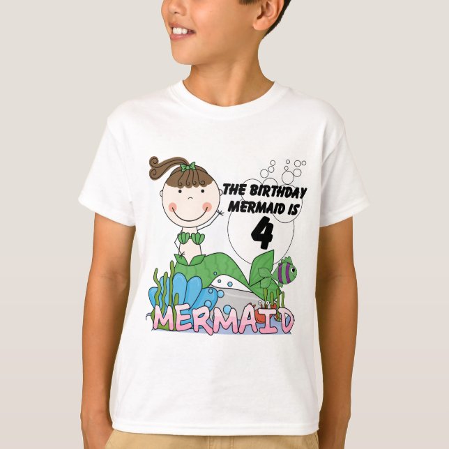 Sjöjungfru 4e födelsedagen T-tröjor och presenter T Shirt (Framsida)