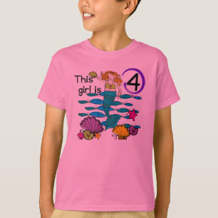 Sjöjungfru 4e födelsedagen Tshirts och gåvor