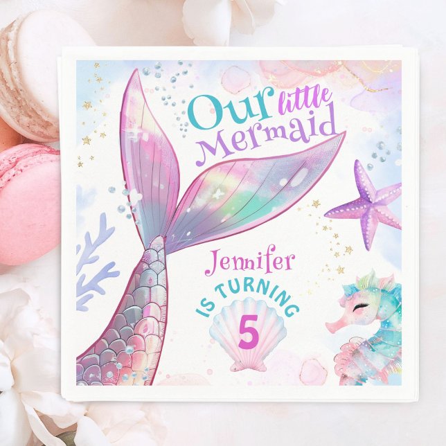 Sjöjungfru 5:e födelsedag under Sjöjungfrun för Ro Pappersservett (Skapare uppladdad)