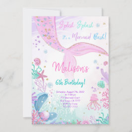 Sjöjungfru 6-års barnkalasinbjudan inbjudningar