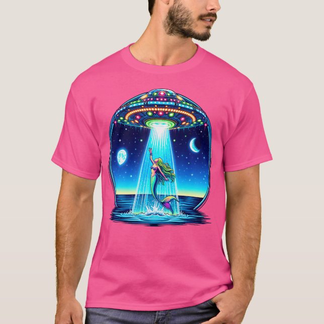 Sjöjungfru Abduction Alien Invasion Funny Ufo Spac T Shirt (Framsida)
