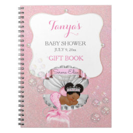 Sjöjungfru African American Baby Rosa Snäcka Pearl Anteckningsbok