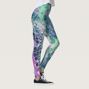 Sjöjungfru Akrylpur, Coola Färgfylld Abstrakt Leggings