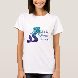 Sjöjungfru akvablå ombre Glitter Gör några vågor T Shirt