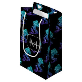 Sjöjungfru akvablå ombre Glitter mönster Monogram