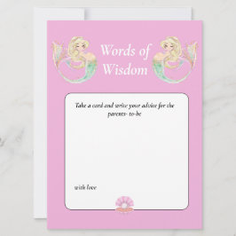 Sjöjungfru akvarell Baby Shower. Visdom Rosa Inbjudningar