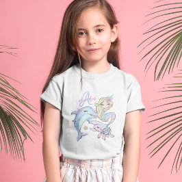 Sjöjungfru Anpassningsbar Kids Namn Rosa Girl Girl T Shirt