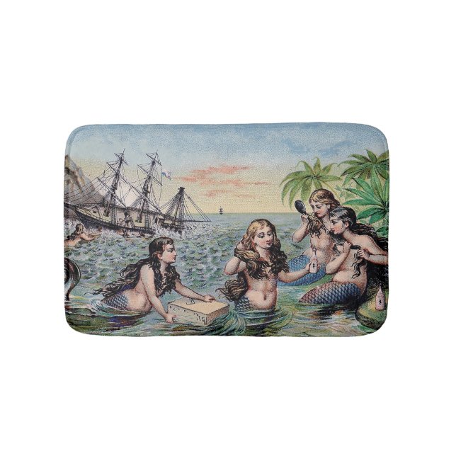 Sjöjungfru Antique Magic Nautical Ocean Badrumsmatta (Framsidan)