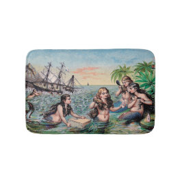 Sjöjungfru Antique Magic Nautical Ocean Badrumsmatta
