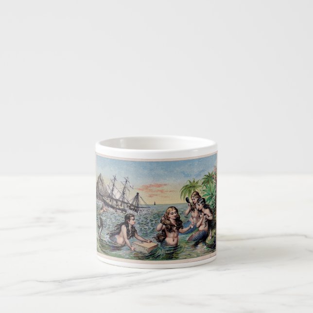 Sjöjungfru Antique Magic Nautical Ocean Espressomugg (Framsidan)