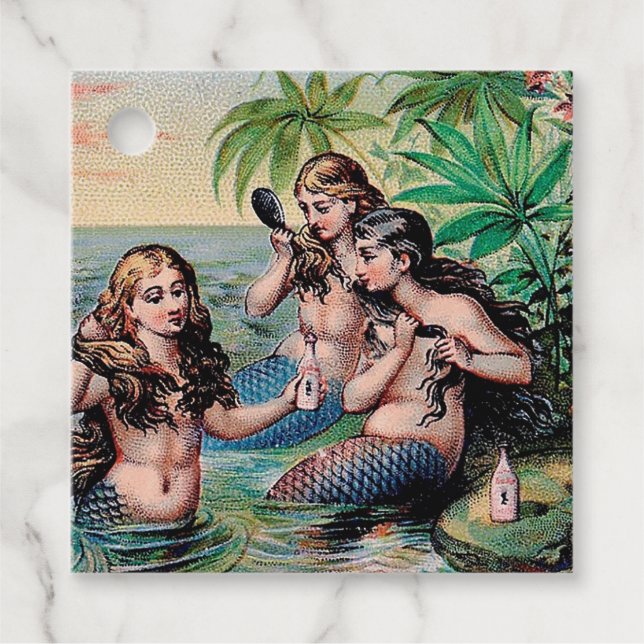 Sjöjungfru Antique Magic Nautical Ocean Gåvor Etiketter (Framsida)