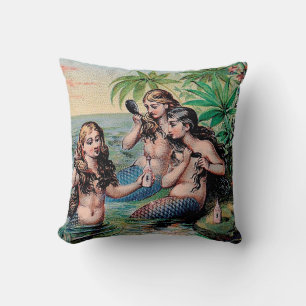Sjöjungfru Antique Magic Nautical Ocean Kudde