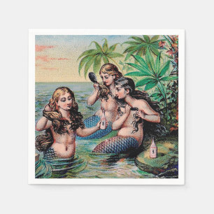 Sjöjungfru Antique Magic Nautical Ocean Pappersservett