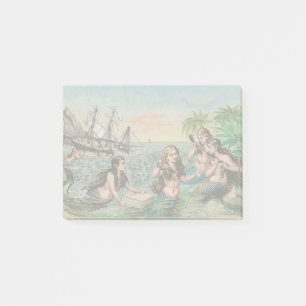 Sjöjungfru Antique Magic Nautical Ocean Post-it Block