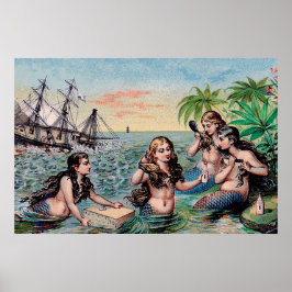Sjöjungfru Antique Magic Nautical Ocean Poster