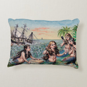 Sjöjungfru Antique Magic Nautical Ocean Prydnadskudde