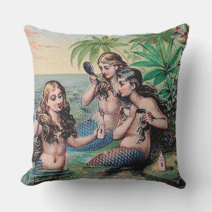 Sjöjungfru Antique Magic Nautical Ocean Utomhuskudde
