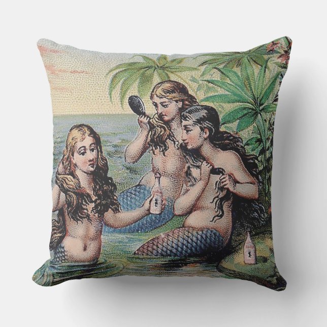 Sjöjungfru Antique Magic Nautical Ocean Utomhuskudde (Framsida)