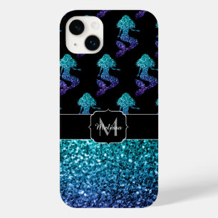 Sjöjungfru aqua blue ombre Sparkles mönster Monogr