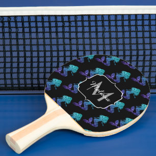 Sjöjungfru aqua blue ombre Sparkles mönster Monogr Pingisracket