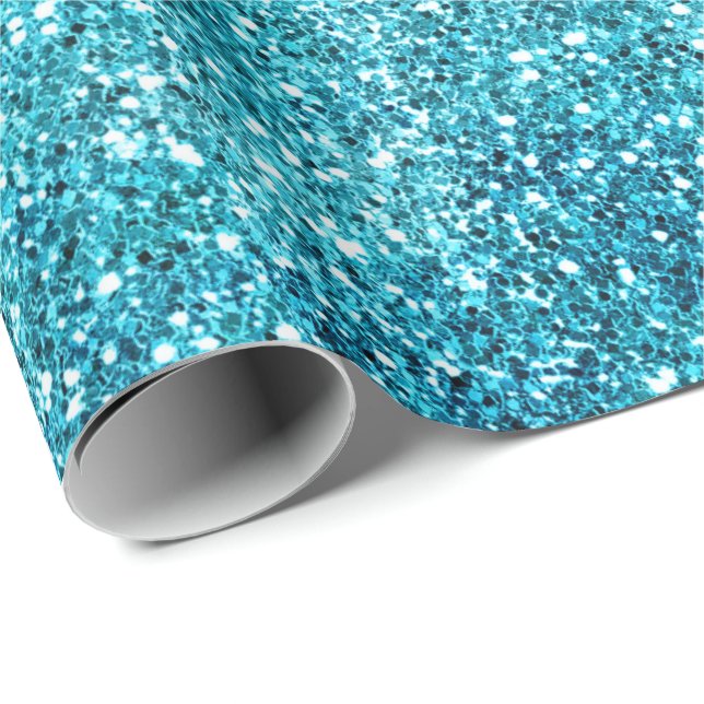 Sjöjungfru Aqua Glitz Glitter Presentpapper (Rullad Hörn)