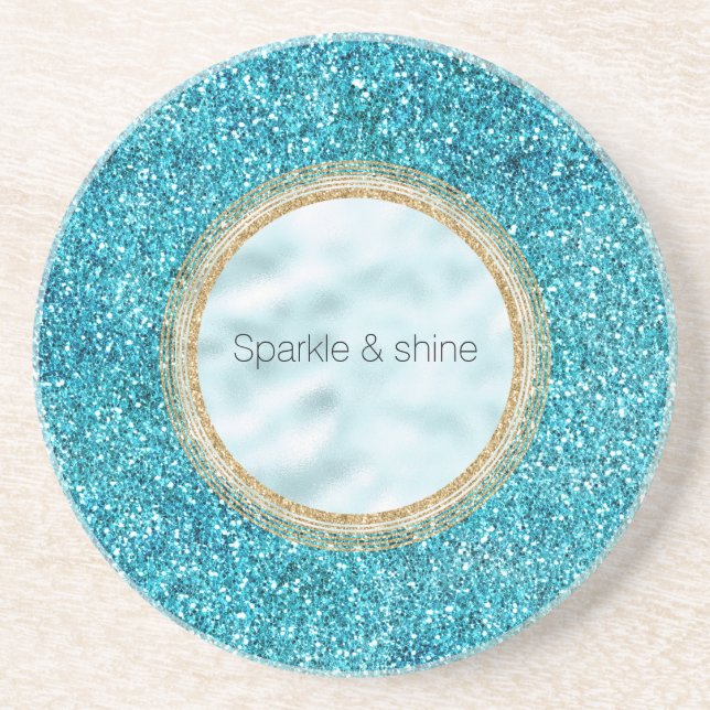 Sjöjungfru Aqua Glitz Glitter Underlägg (Framsidan)