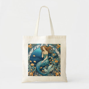 Sjöjungfru Art nouveau Aqua Blue Turcos Art Deco Tygkasse