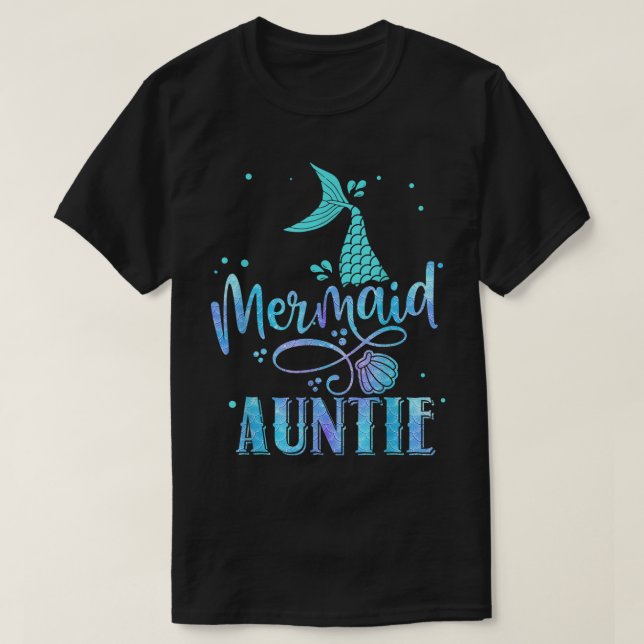 Sjöjungfru Auntie Funny Moster Women Family Matchi T Shirt (Design framsida)