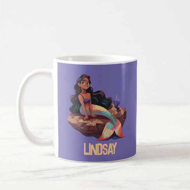 Sjöjungfru av akut Elegant med Kids Namn Kaffemugg (Vänster)