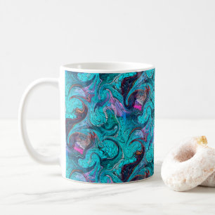 Sjöjungfru av färgstark Abstrakt Mosaic eller Drag Kaffemugg