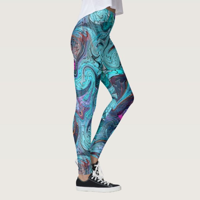 Sjöjungfru av färgstark Abstrakt Mosaic eller Drag Leggings (Höger)