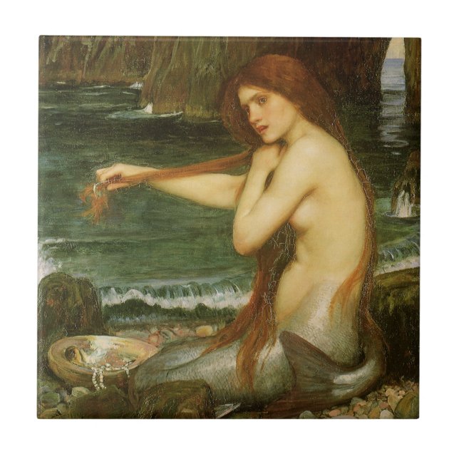 Sjöjungfru av John William Waterhouse Kakelplatta (Framsidan)