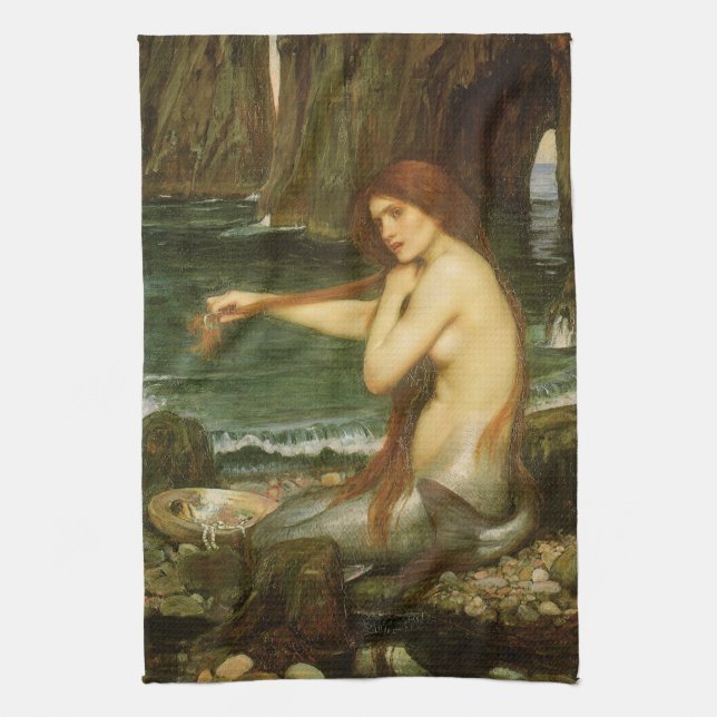 Sjöjungfru av John William Waterhouse Kökshandduk (Vertikal)