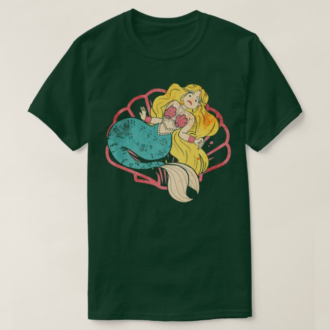 sjöjungfru av konstig med säsongskal t shirt (Design framsida)