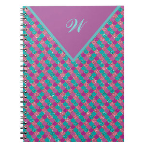 Sjöjungfru av Rosa av Magenta av Lila i monogram Anteckningsbok
