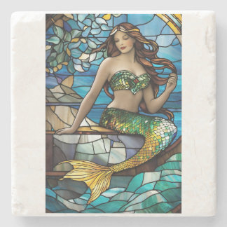 Sjöjungfru av rostat glas stenunderlägg