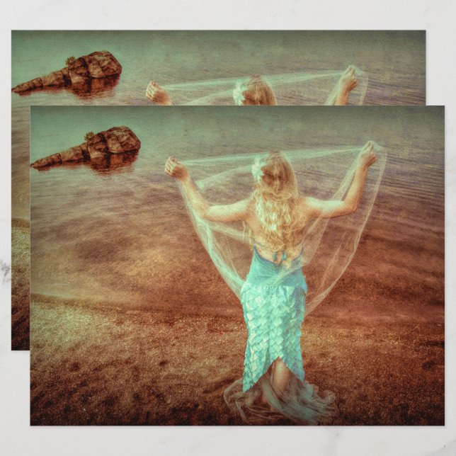 Sjöjungfru av Sea Vintage Teal Brown (Fram/baksida)