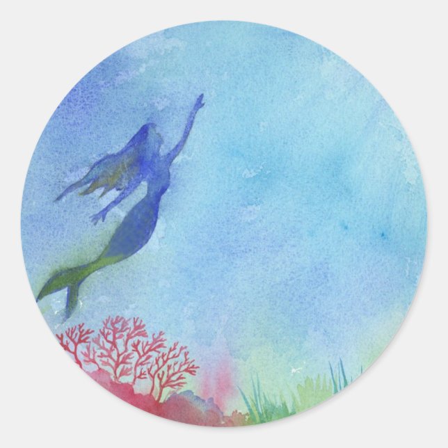 Sjöjungfru av undervattensfästen runt klistermärke (Framsida)